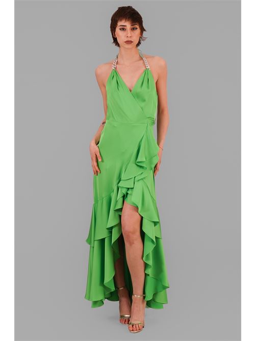Abito incrocio in raso twins fantasy | T4528GREEN